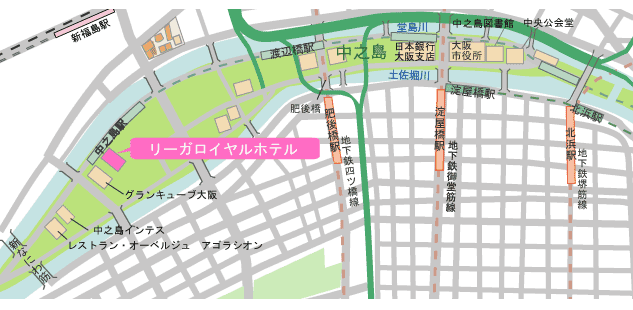 中之島散策　リーガロイヤルホテル大阪　マップ